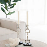 Huntley D Bit Pair of Candlesticks, Pair in Aluminum Silver Finish - Equiluxe Tack