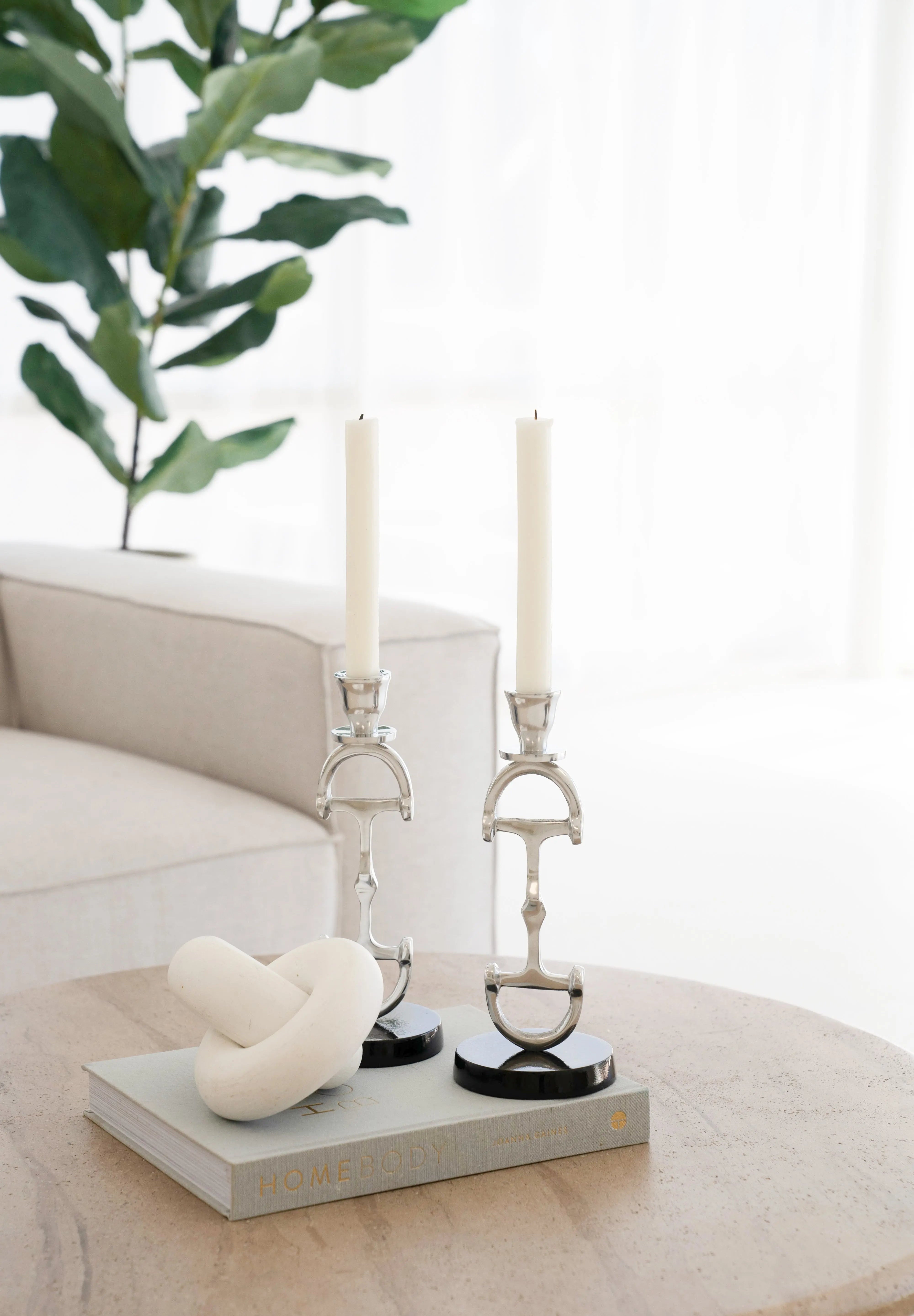 Huntley D Bit Pair of Candlesticks, Pair in Aluminum Silver Finish - Equiluxe Tack