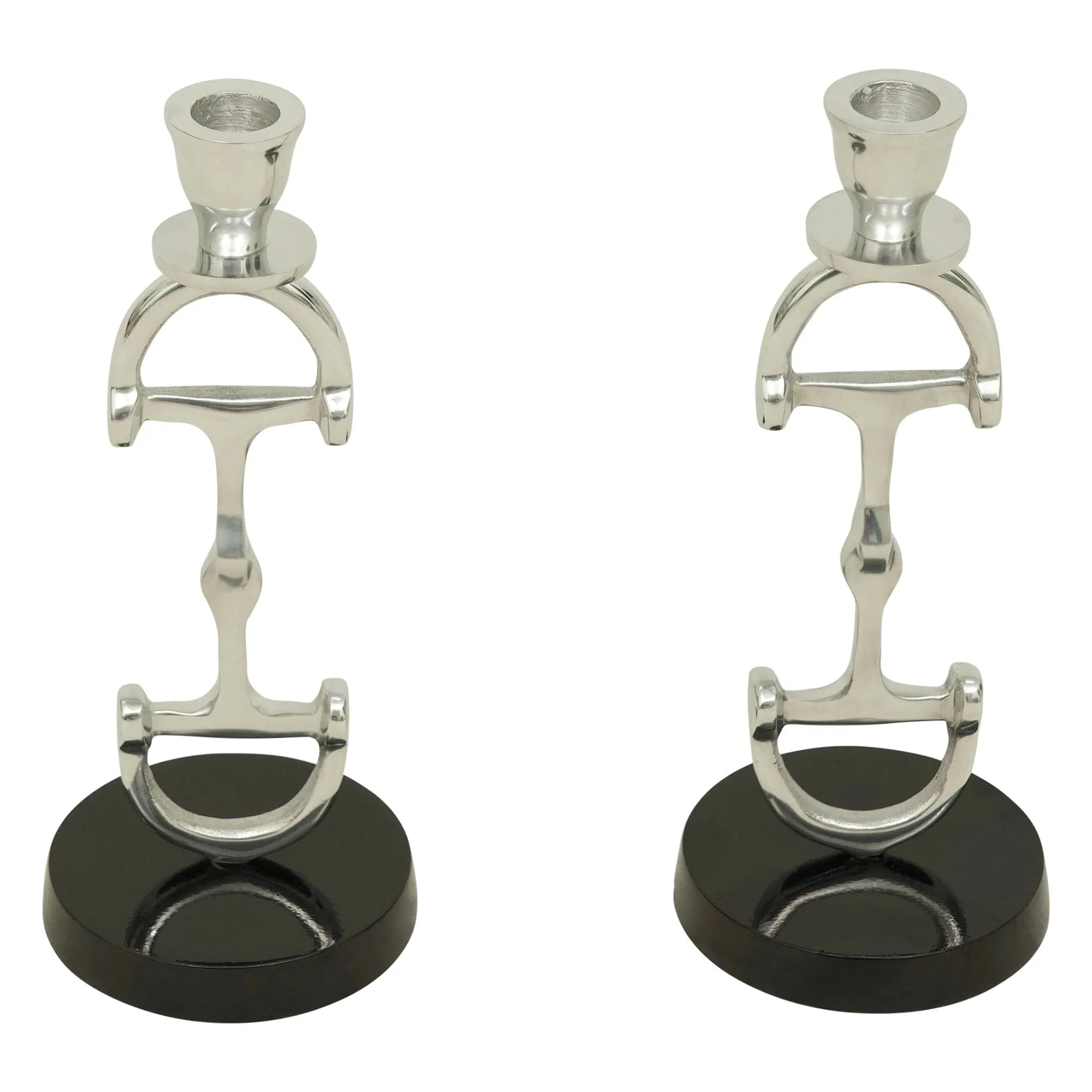 Huntley D Bit Pair of Candlesticks, Pair in Aluminum Silver Finish - Equiluxe Tack