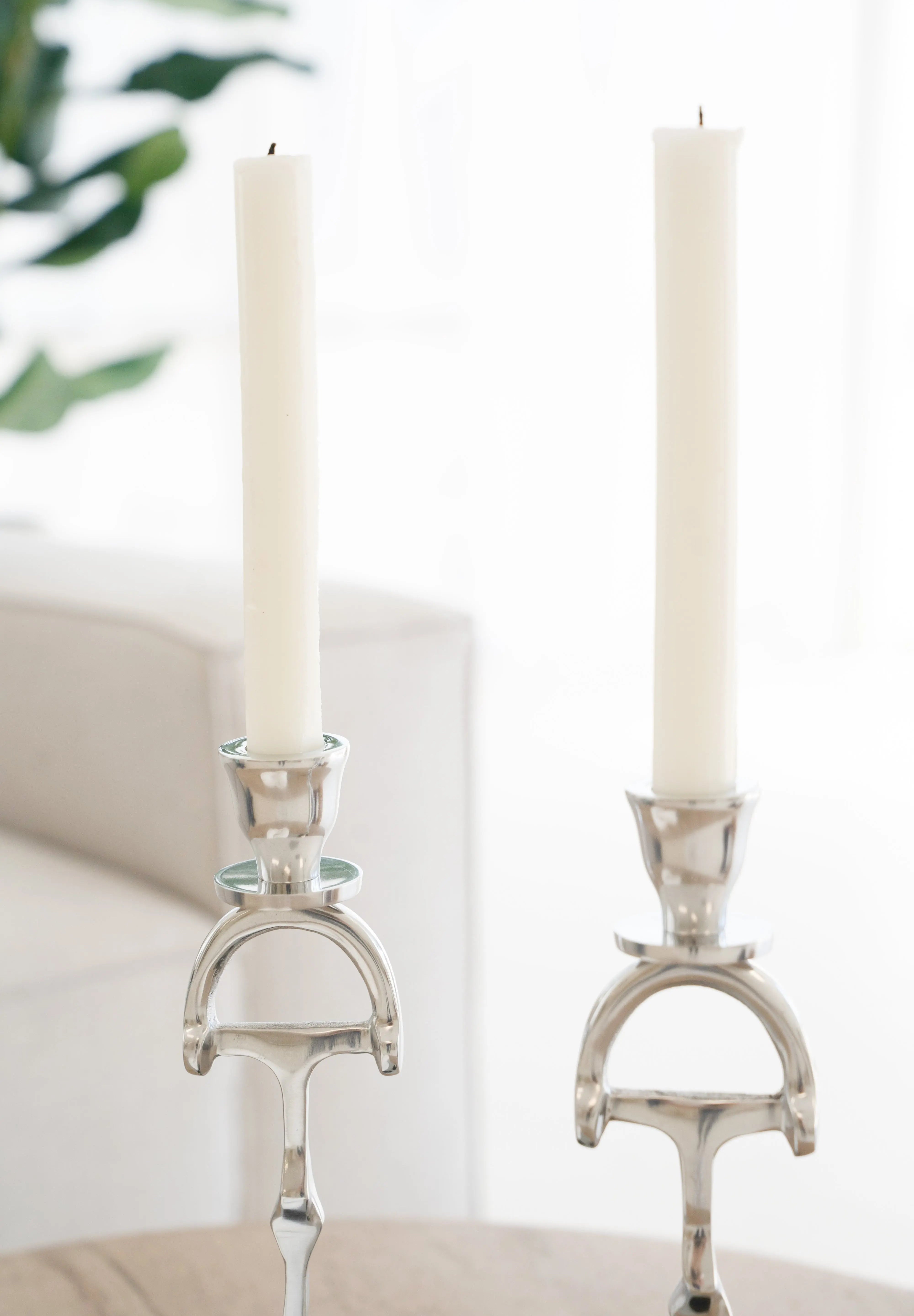 Huntley D Bit Pair of Candlesticks, Pair in Aluminum Silver Finish - Equiluxe Tack