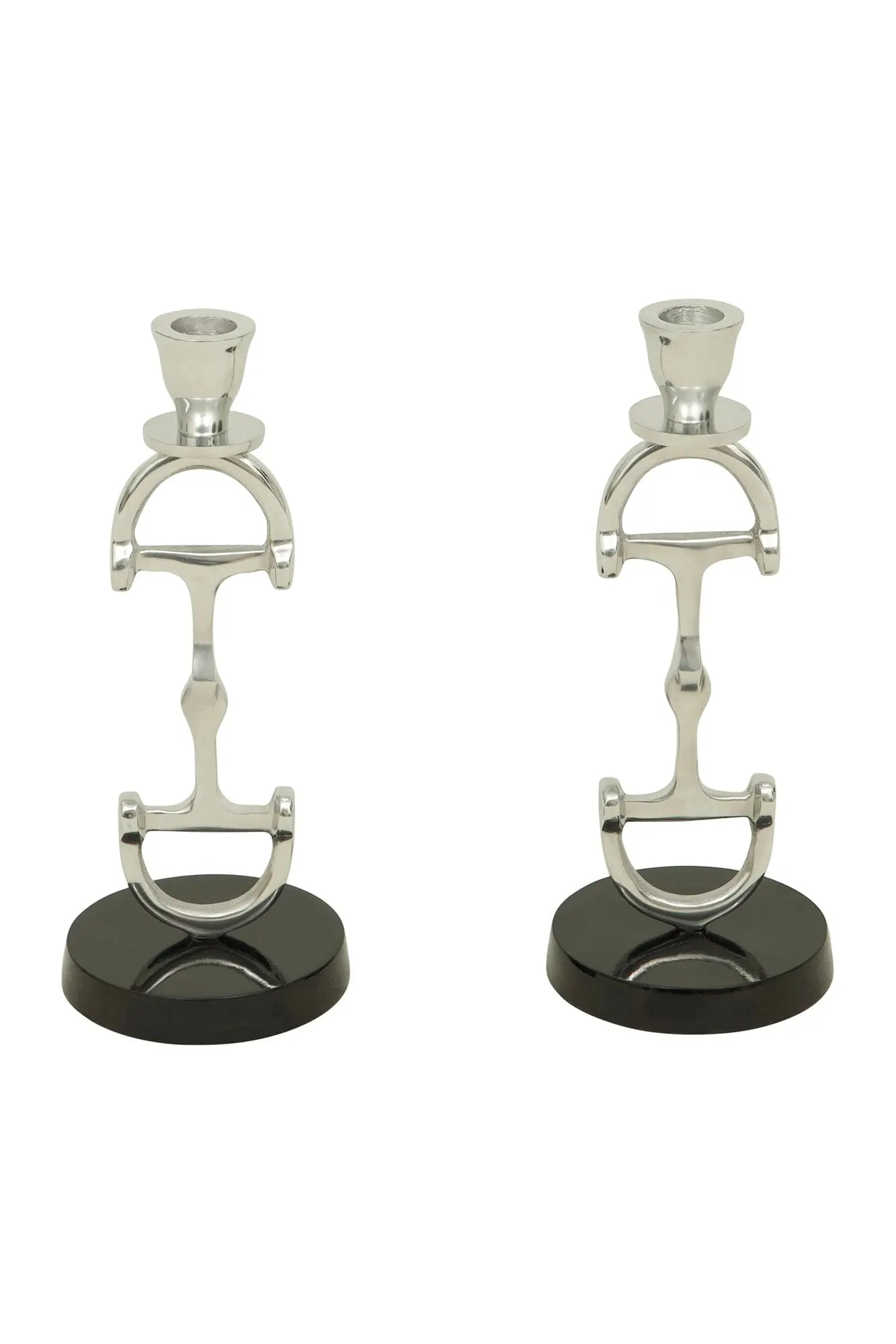 Huntley D Bit Pair of Candlesticks, Pair in Aluminum Silver Finish - Equiluxe Tack
