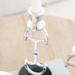 Huntley D Bit Pair of Candlesticks, Pair in Aluminum Silver Finish - Equiluxe Tack