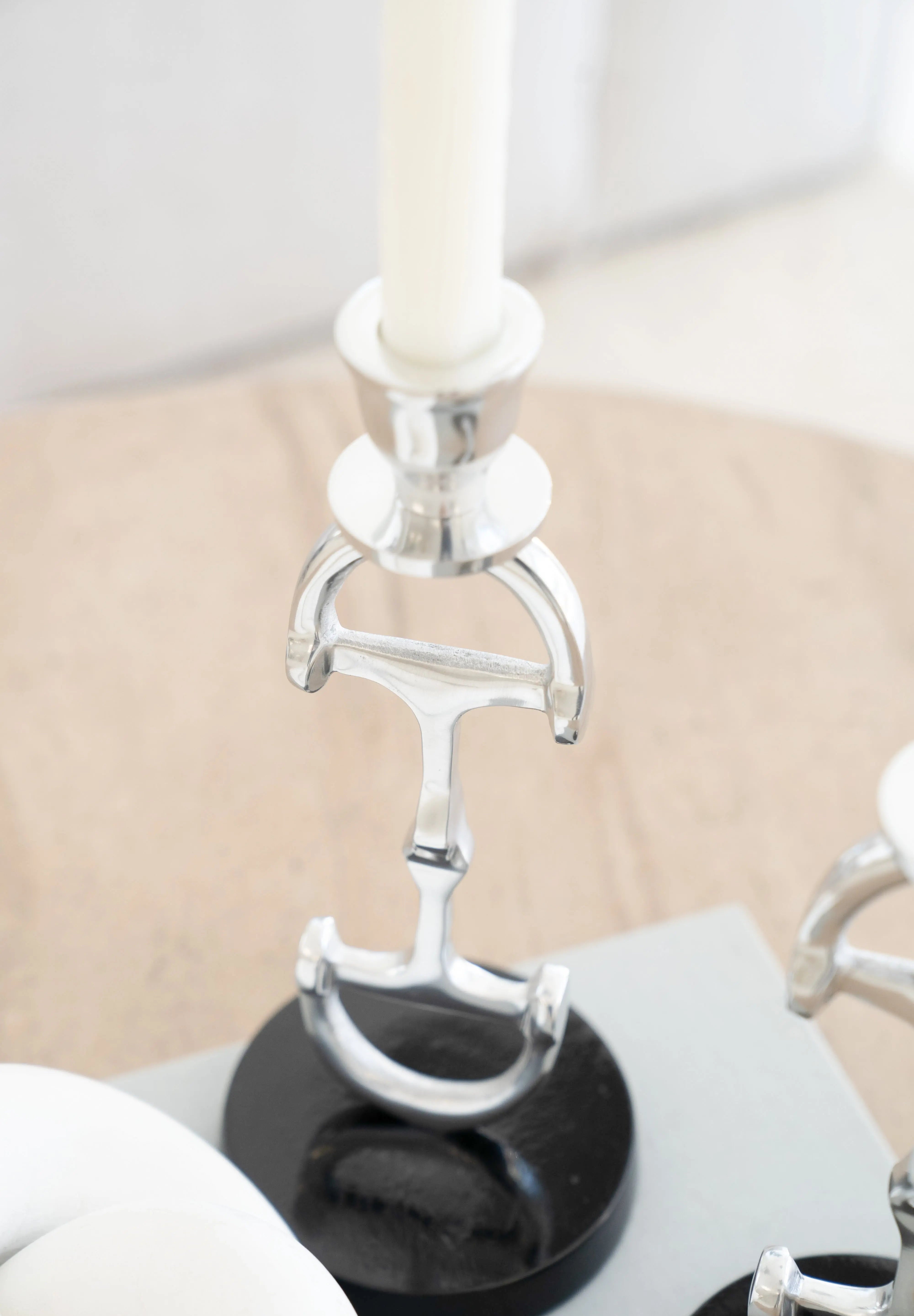 Huntley D Bit Pair of Candlesticks, Pair in Aluminum Silver Finish - Equiluxe Tack