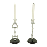 Huntley D Bit Pair of Candlesticks, Pair in Aluminum Silver Finish - Equiluxe Tack