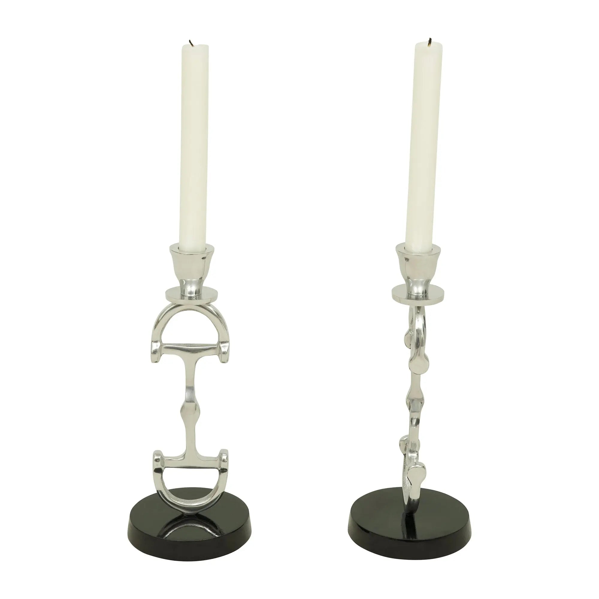 Huntley D Bit Pair of Candlesticks, Pair in Aluminum Silver Finish - Equiluxe Tack