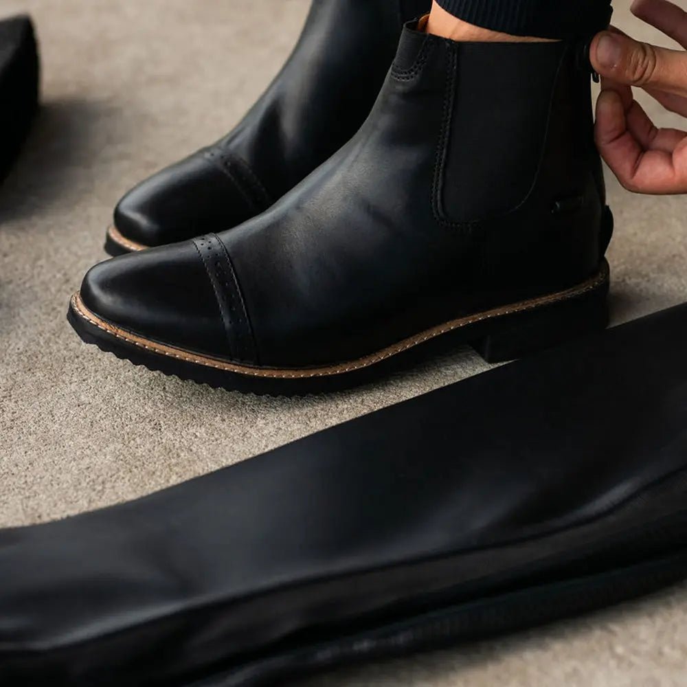 Huntley Equestrian Adult Classic Black Leather Zipper Paddock Boot - Equiluxe Tack