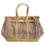Huntley Equestrian Barnkin Brown and Tan Two-Tone Canvas Tote Bag with Gold Hardware - Equiluxe Tack