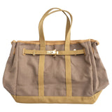 Huntley Equestrian Barnkin Brown and Tan Two-Tone Canvas Tote Bag with Gold Hardware - Equiluxe Tack