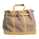 Huntley Equestrian Barnkin Brown and Tan Two-Tone Canvas Tote Bag with Gold Hardware - Equiluxe Tack