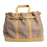 Huntley Equestrian Barnkin Brown and Tan Two-Tone Canvas Tote Bag with Gold Hardware - Equiluxe Tack