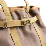 Huntley Equestrian Barnkin Brown and Tan Two-Tone Canvas Tote Bag with Gold Hardware - Equiluxe Tack