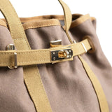 Huntley Equestrian Barnkin Brown and Tan Two-Tone Canvas Tote Bag with Gold Hardware - Equiluxe Tack