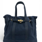 Huntley Equestrian Barnkin Canvas Tote Bag with Gold Hardware, Navy - Equiluxe Tack