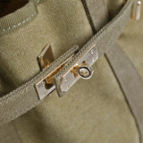 Huntley Equestrian Barnkin Canvas Tote with Gold Hardware, Military Olive - Equiluxe Tack