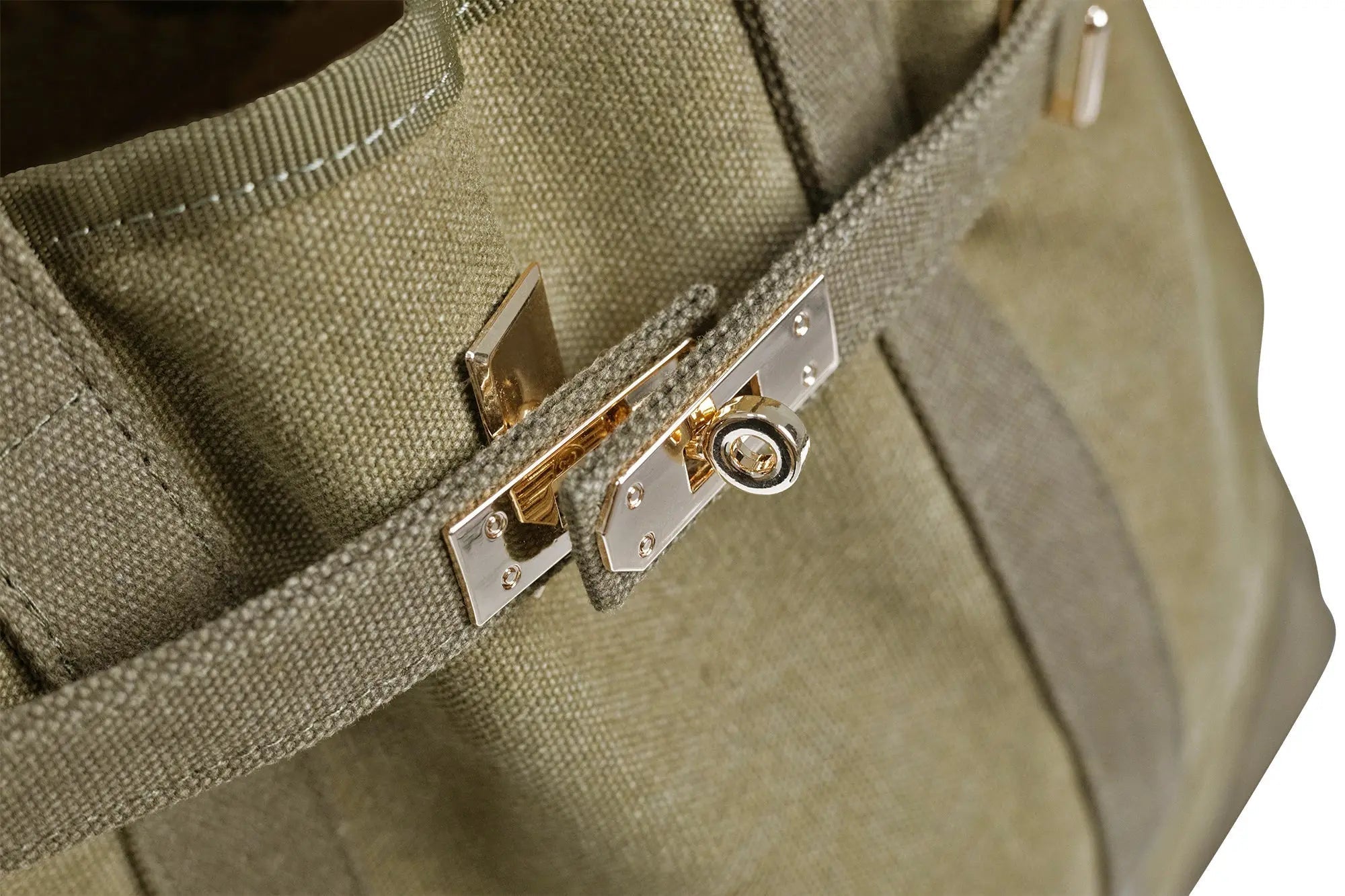 Huntley Equestrian Barnkin Canvas Tote with Gold Hardware, Military Olive - Equiluxe Tack