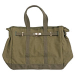 Huntley Equestrian Barnkin Canvas Tote with Gold Hardware, Military Olive - Equiluxe Tack