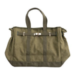 Huntley Equestrian Barnkin Canvas Tote with Gold Hardware, Military Olive - Equiluxe Tack