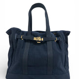 Huntley Equestrian Barnkin Navy Canvas Tote Bag with Gold Hardware - Equiluxe Tack