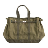 Huntley Equestrian Barnkin Olive Green Canvas Tote Bag with Gold Hardware - Equiluxe Tack