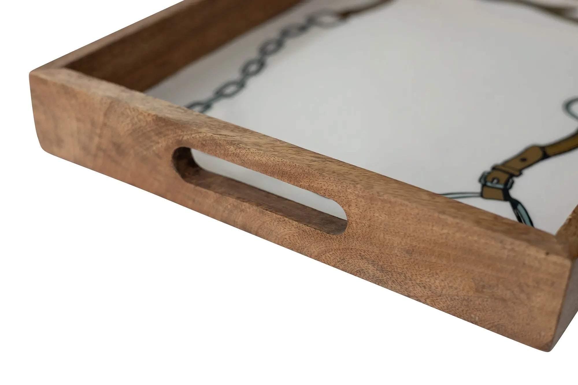 Huntley Equestrian Bridle and Bit Wooden Serving Tray, White-Equestrian Home Decor - Equiluxe Tack