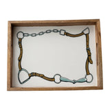 Huntley Equestrian Bridle and Bit Wooden Serving Tray, White-Equestrian Home Decor - Equiluxe Tack