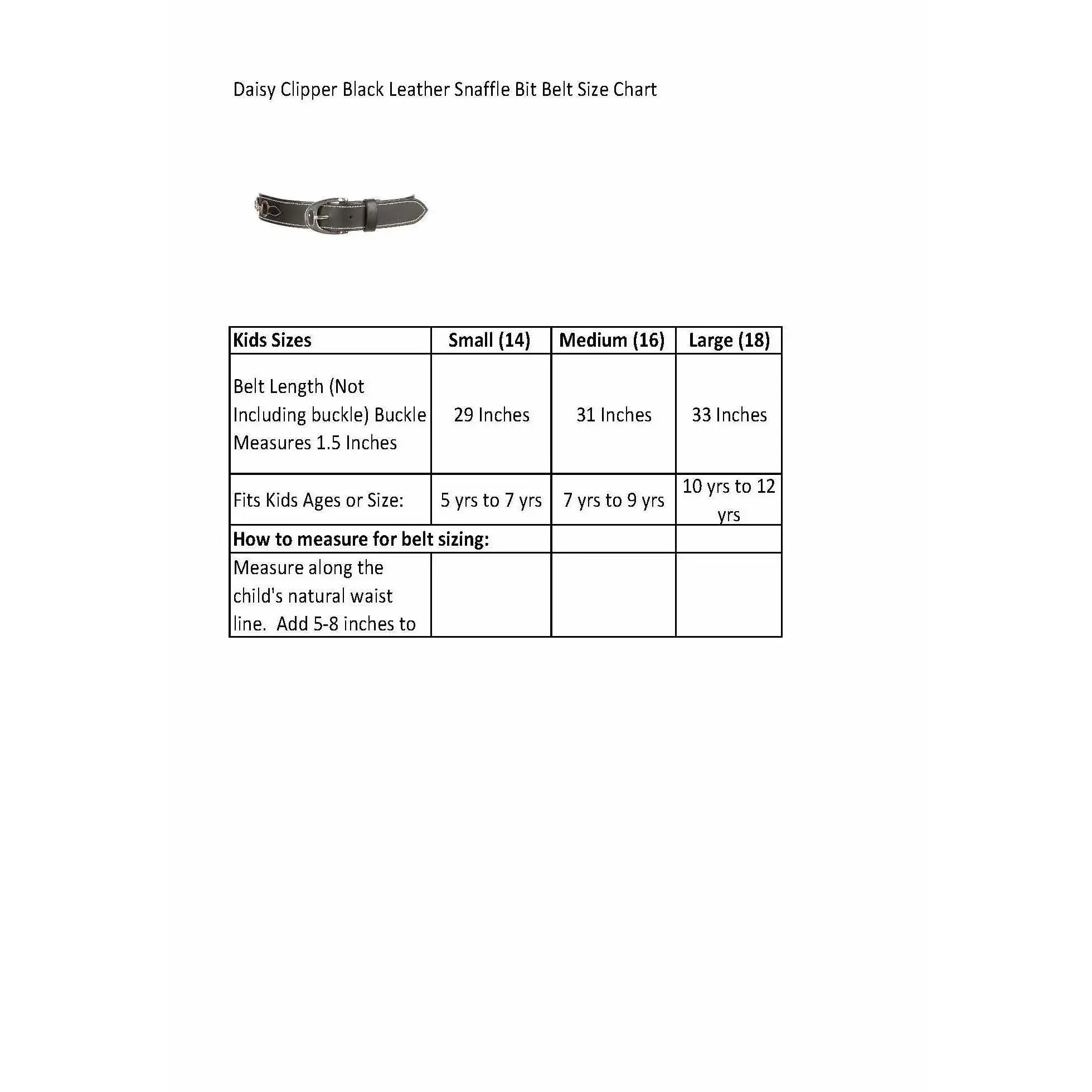 Huntley Equestrian Children's Snaffle Bit Black Leather Belt - Equiluxe Tack