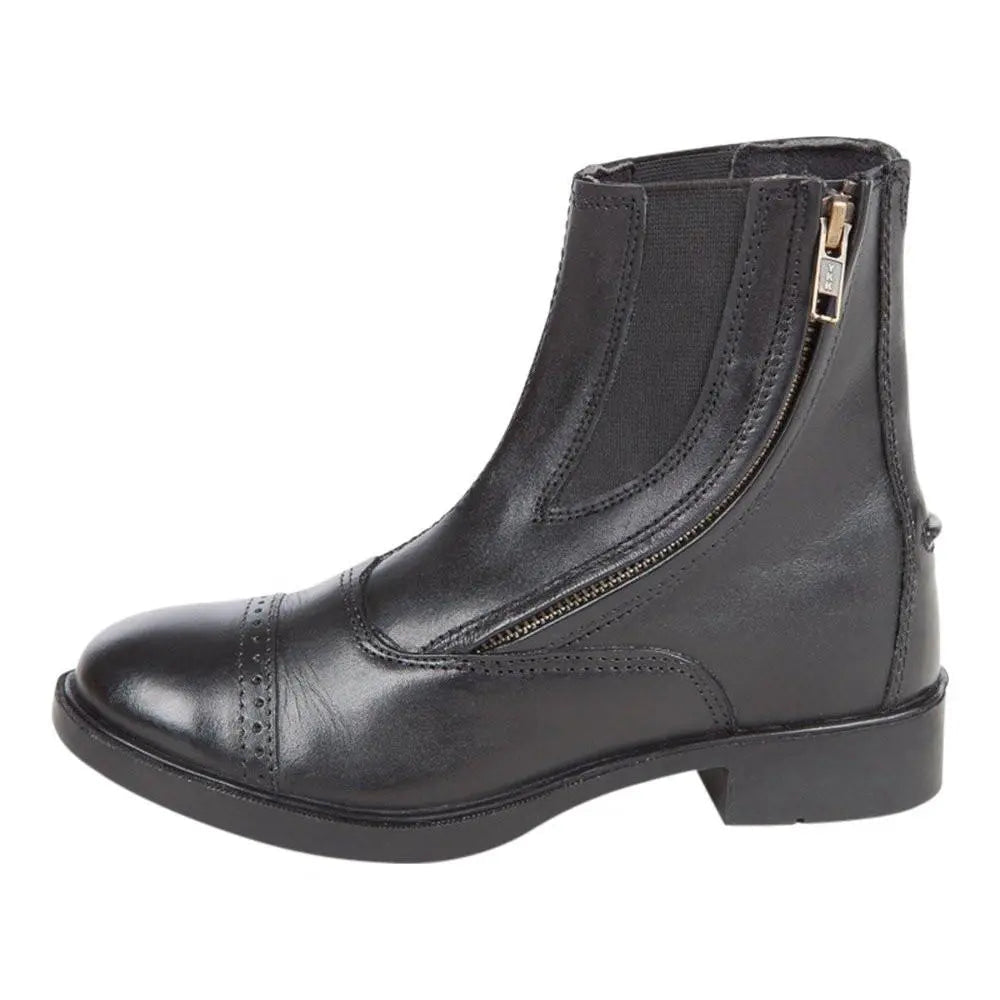 Huntley Equestrian Daisy Clipper Children's Side Zipper Premium Leather Paddock Boots Horse Riding Boots, Black - Equiluxe Tack