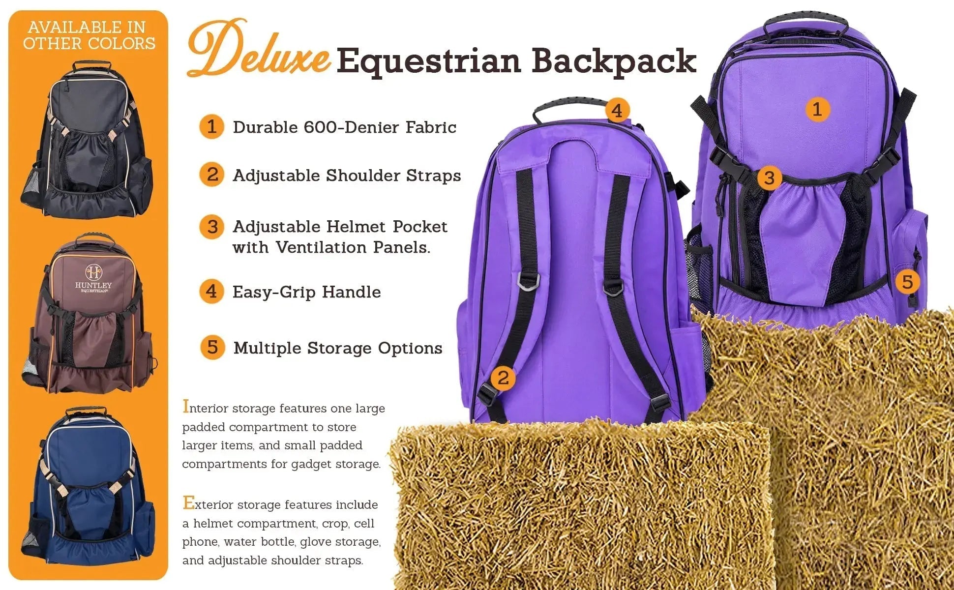 Huntley Equestrian Deluxe Equestrian Backpack - Equiluxe Tack