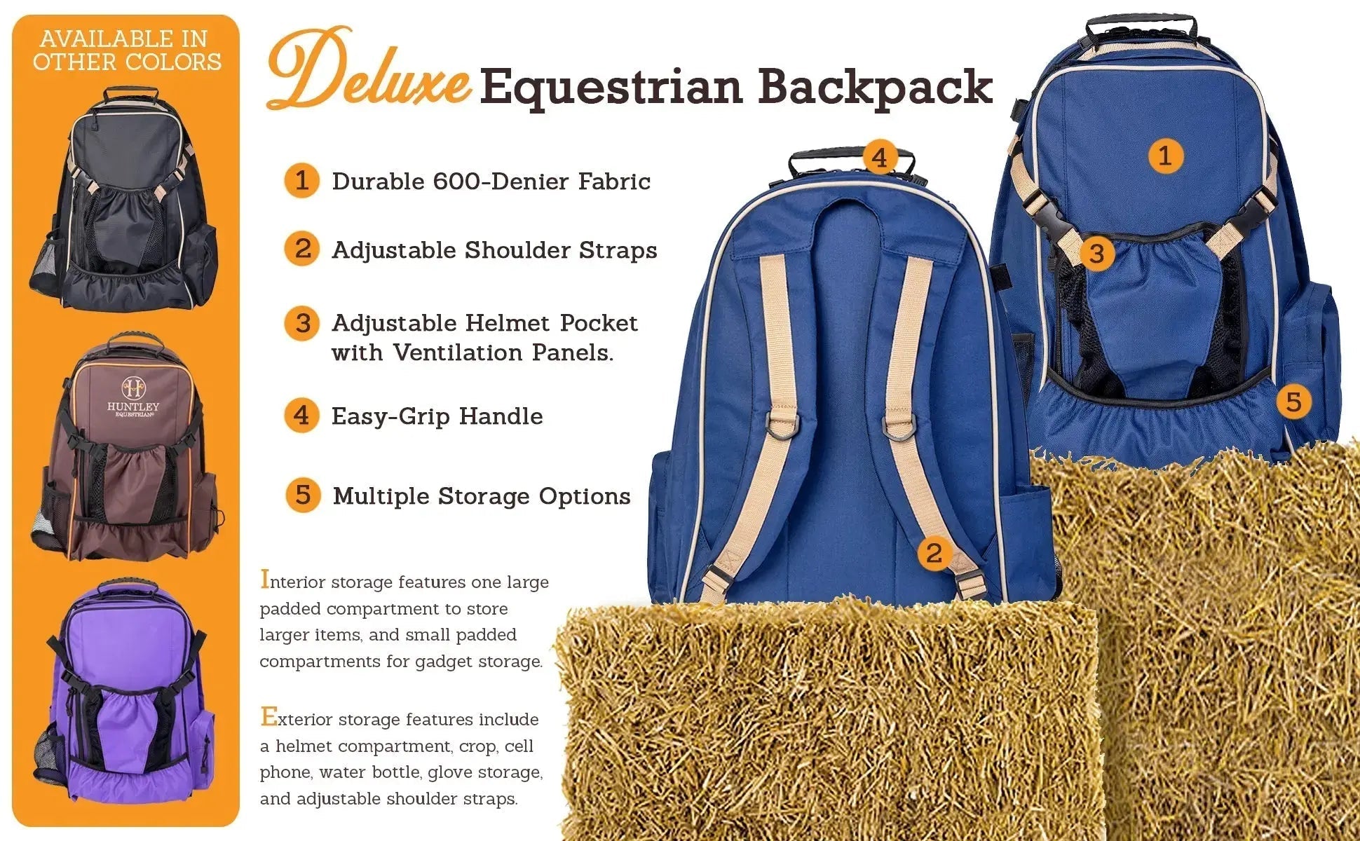 Huntley Equestrian Deluxe Equestrian Backpack - Equiluxe Tack