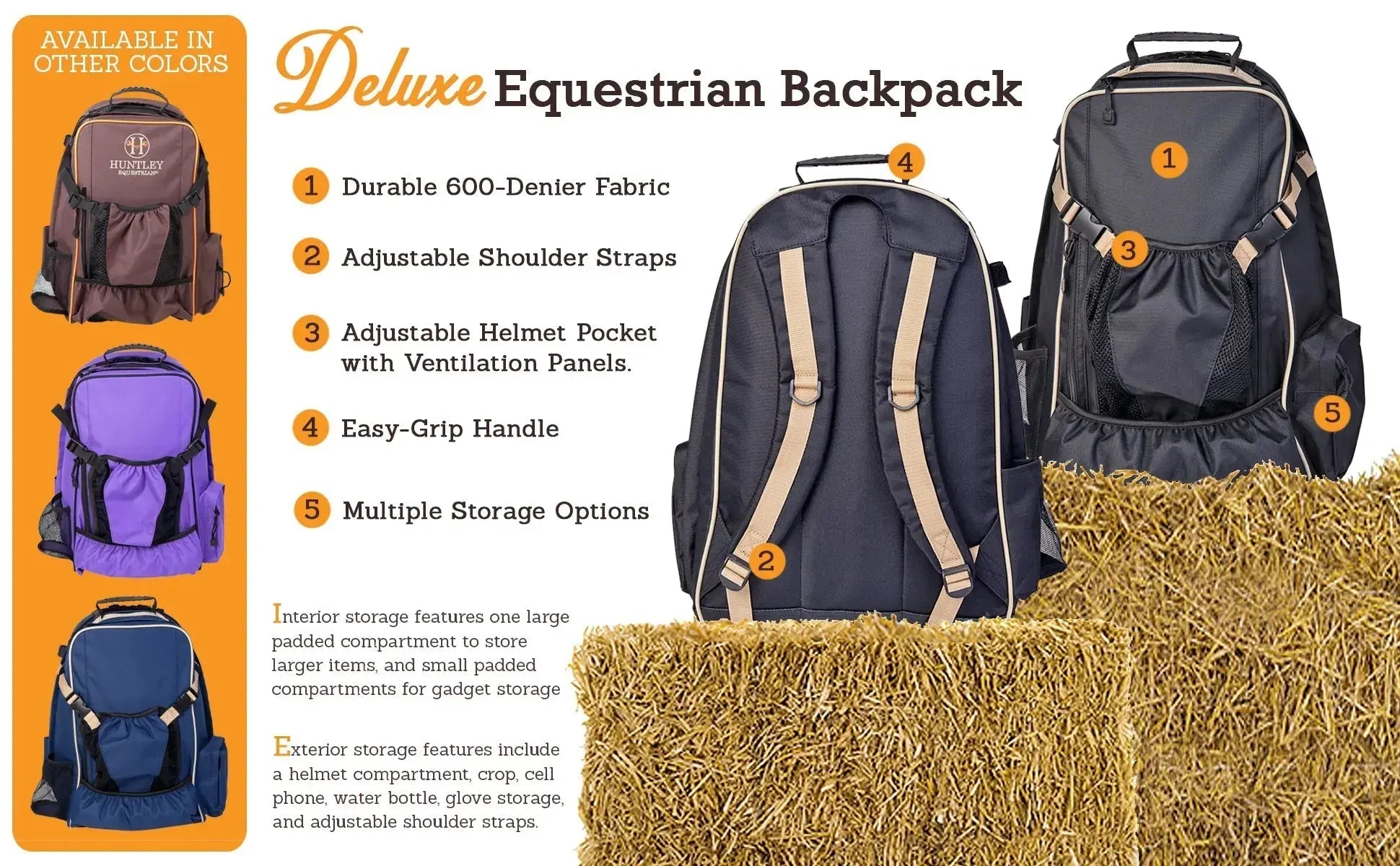 Huntley Equestrian Deluxe Equestrian Backpack - Equiluxe Tack