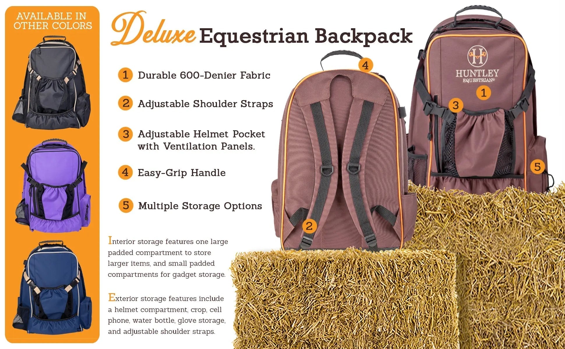 Huntley Equestrian Deluxe Equestrian Backpack - Equiluxe Tack