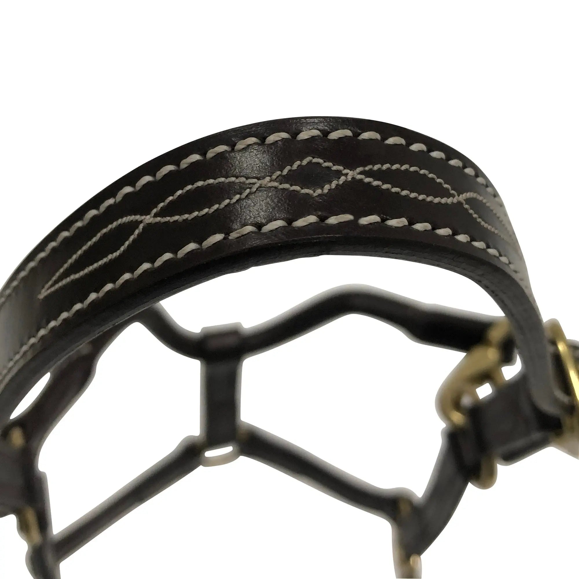 Huntley Equestrian Fancy Stitched Adjustable Premium Leather Pony Halter with Brass Hardware - Equiluxe Tack