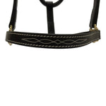 Huntley Equestrian Fancy Stitched Adjustable Premium Leather Pony Halter with Brass Hardware - Equiluxe Tack