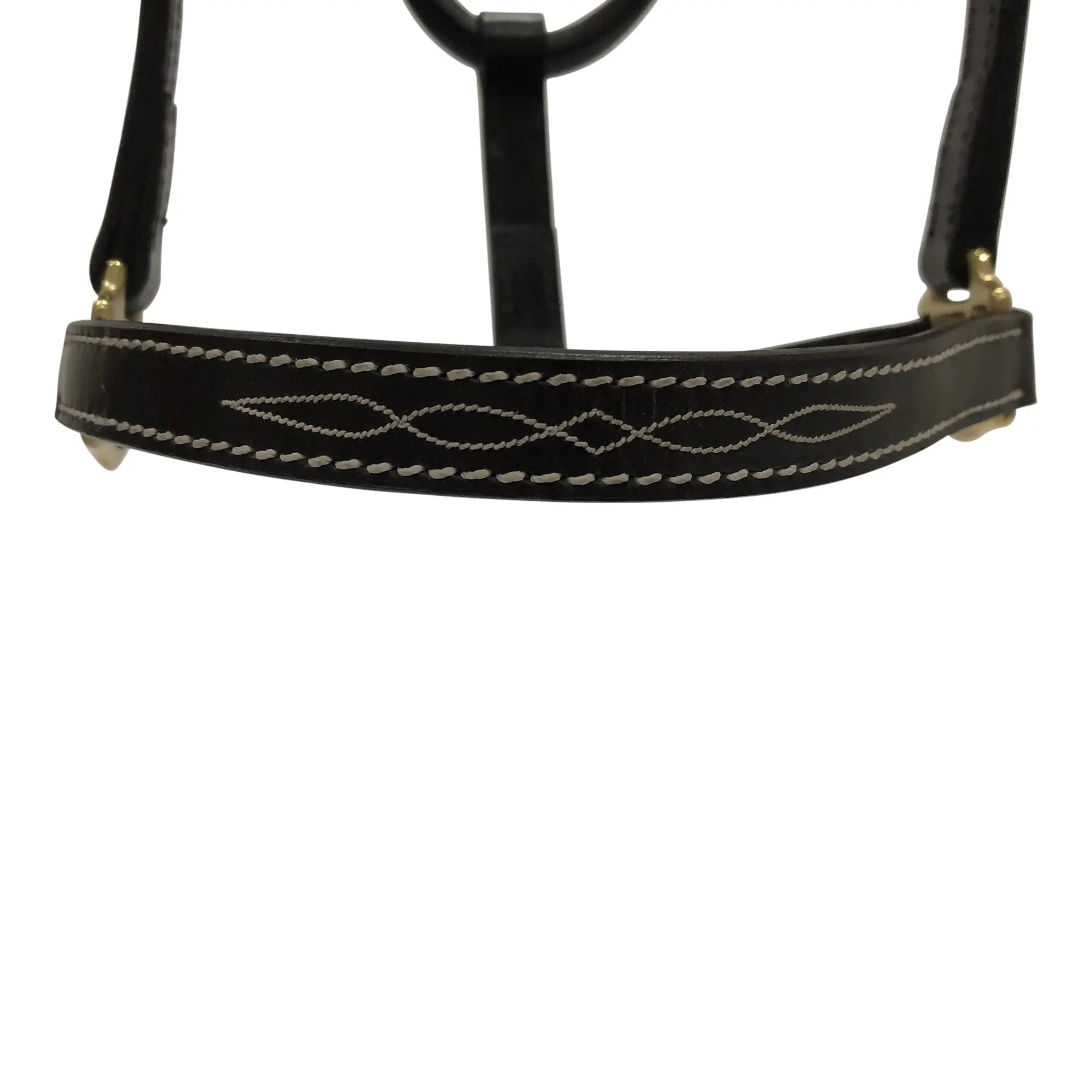 Huntley Equestrian Fancy Stitched Adjustable Premium Leather Pony Halter with Brass Hardware - Equiluxe Tack