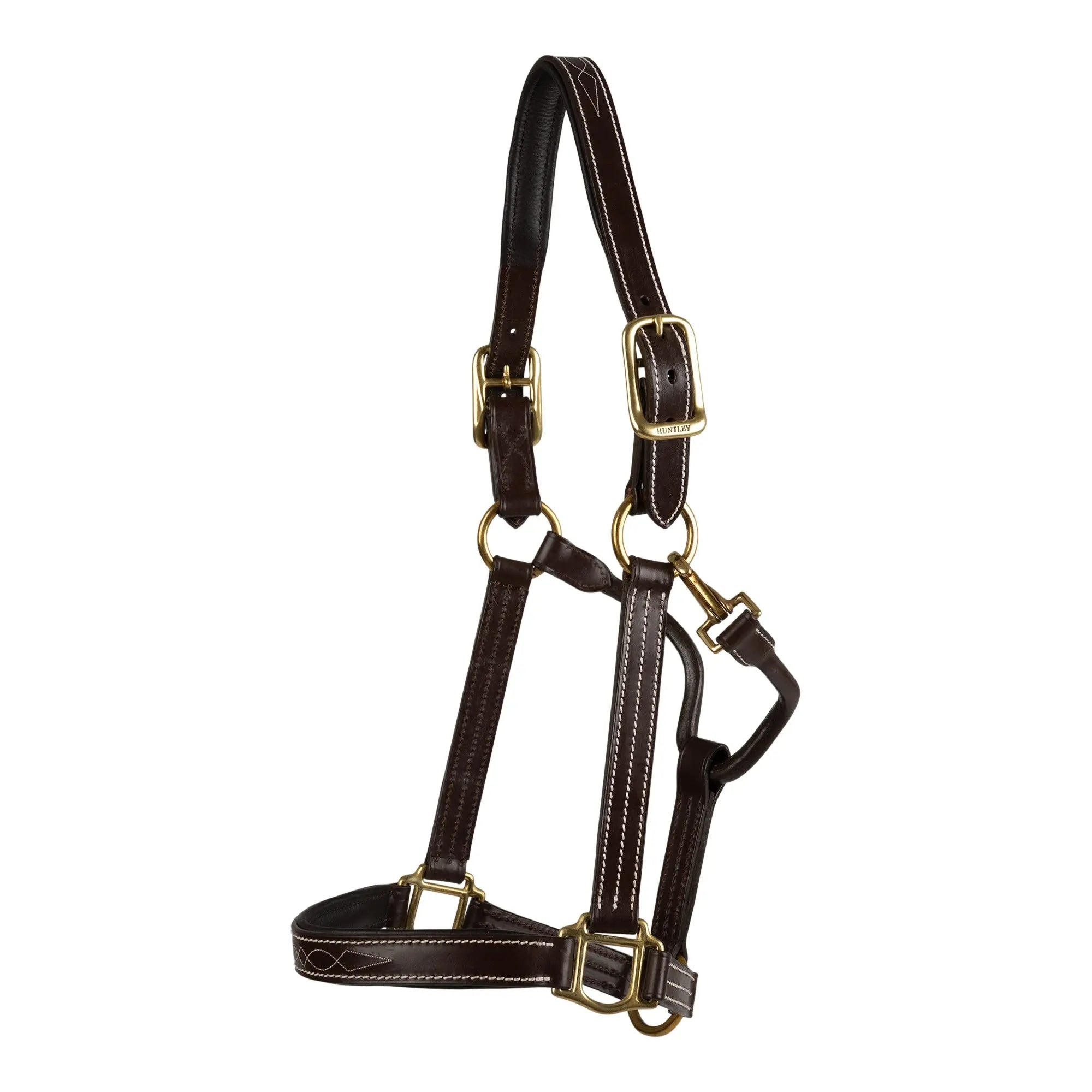 Huntley Equestrian Fancy Stitched Premium Leather Padded Halter - Equiluxe Tack
