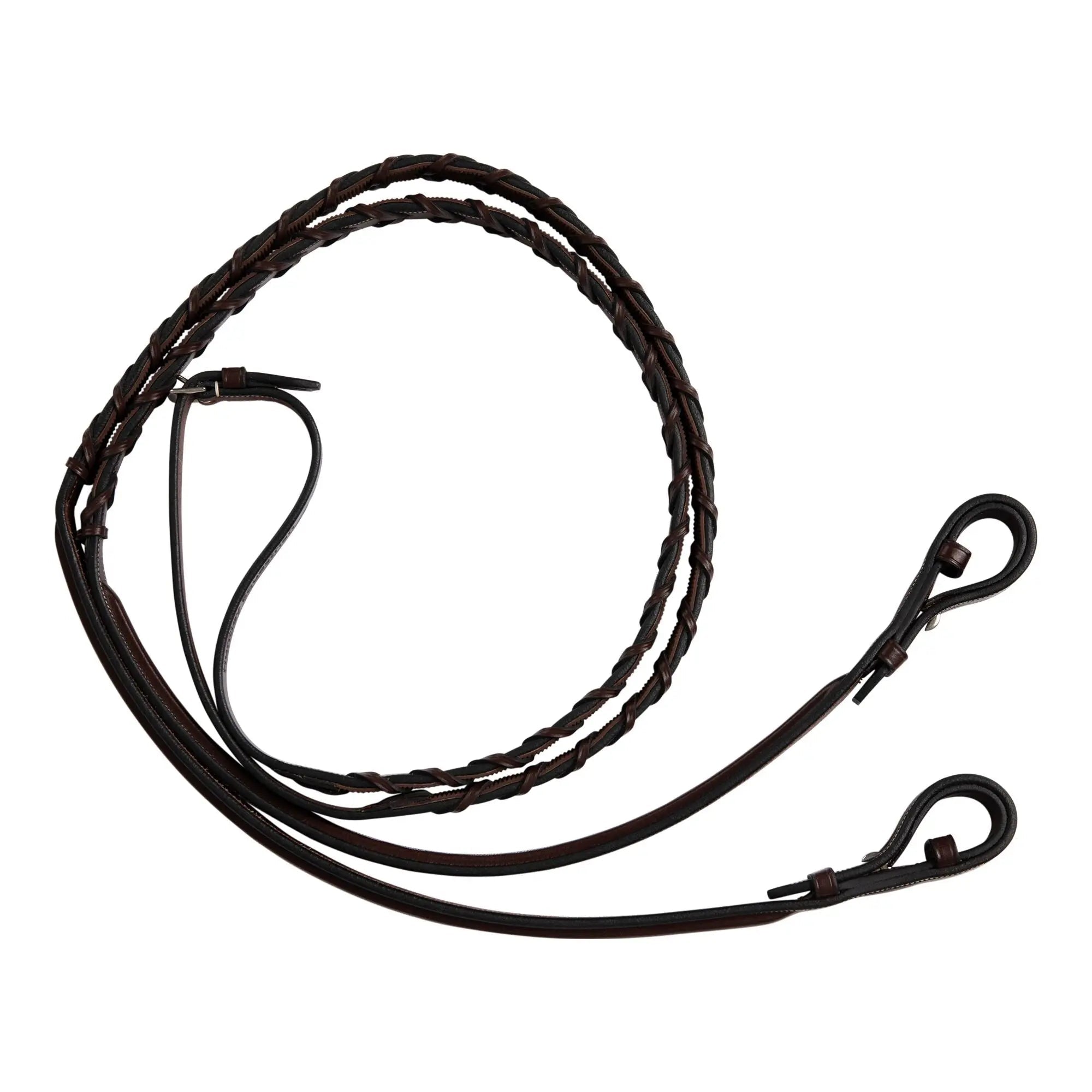 Huntley Equestrian Fancy Stitched Rubber Lined Laced Reins, Size Full - Equiluxe Tack