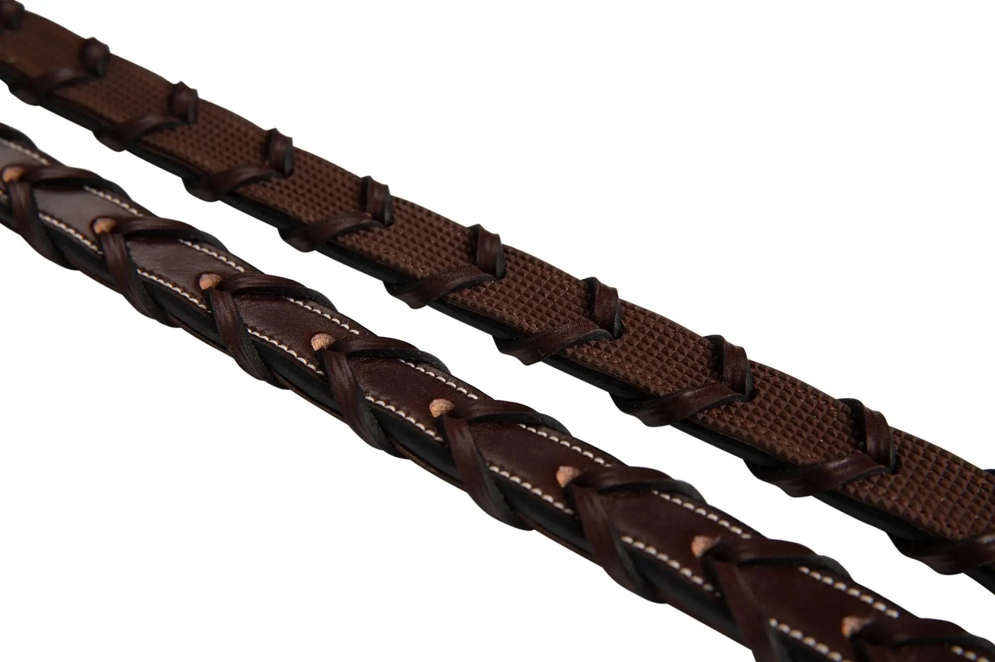 Huntley Equestrian Fancy Stitched Rubber Lined Laced Reins, Size Full - Equiluxe Tack