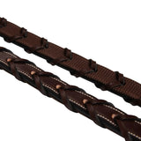 Huntley Equestrian Fancy Stitched Rubber Lined Laced Reins, Size Full - Equiluxe Tack