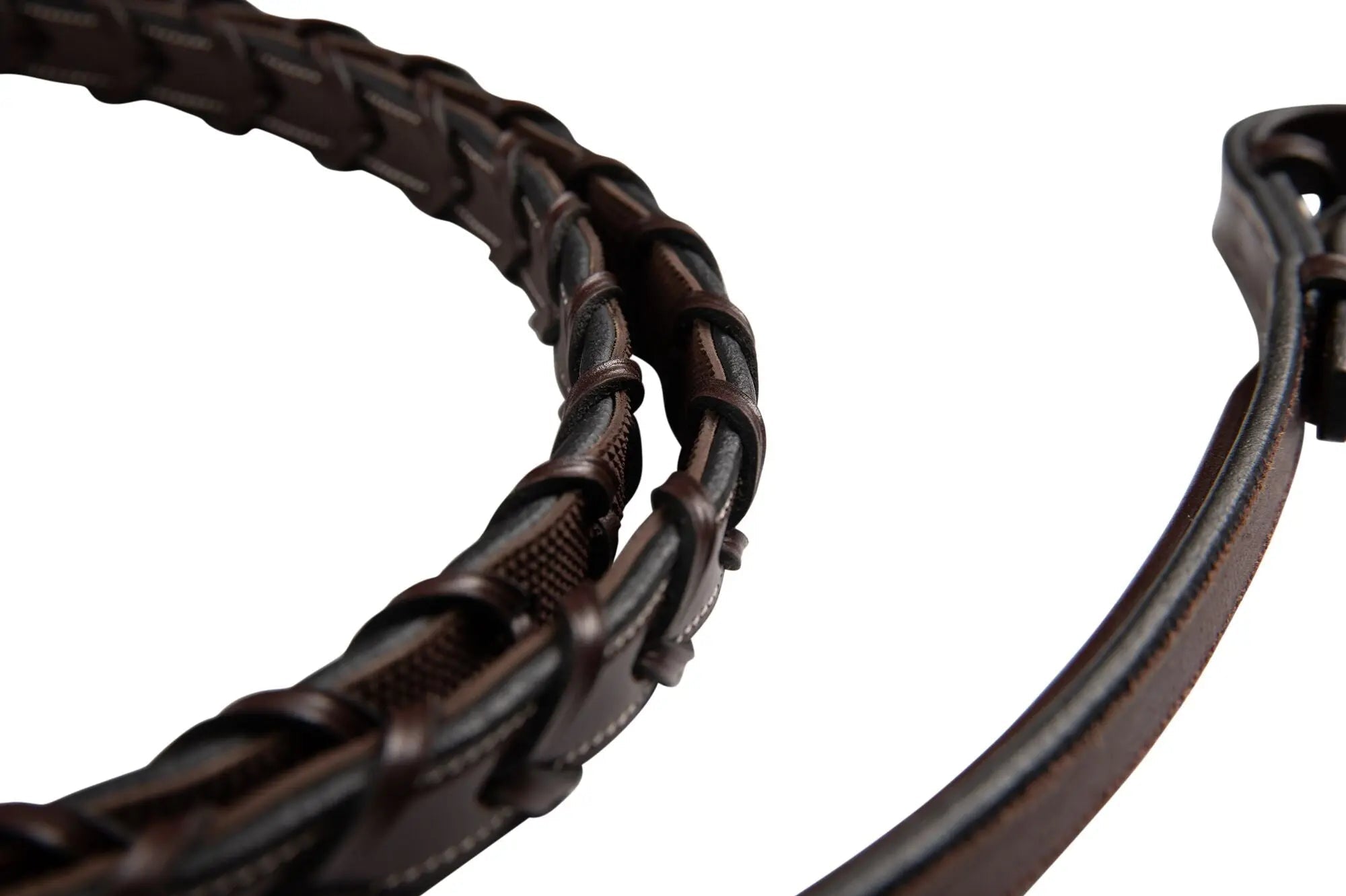 Huntley Equestrian Fancy Stitched Rubber Lined Laced Reins, Size Full - Equiluxe Tack