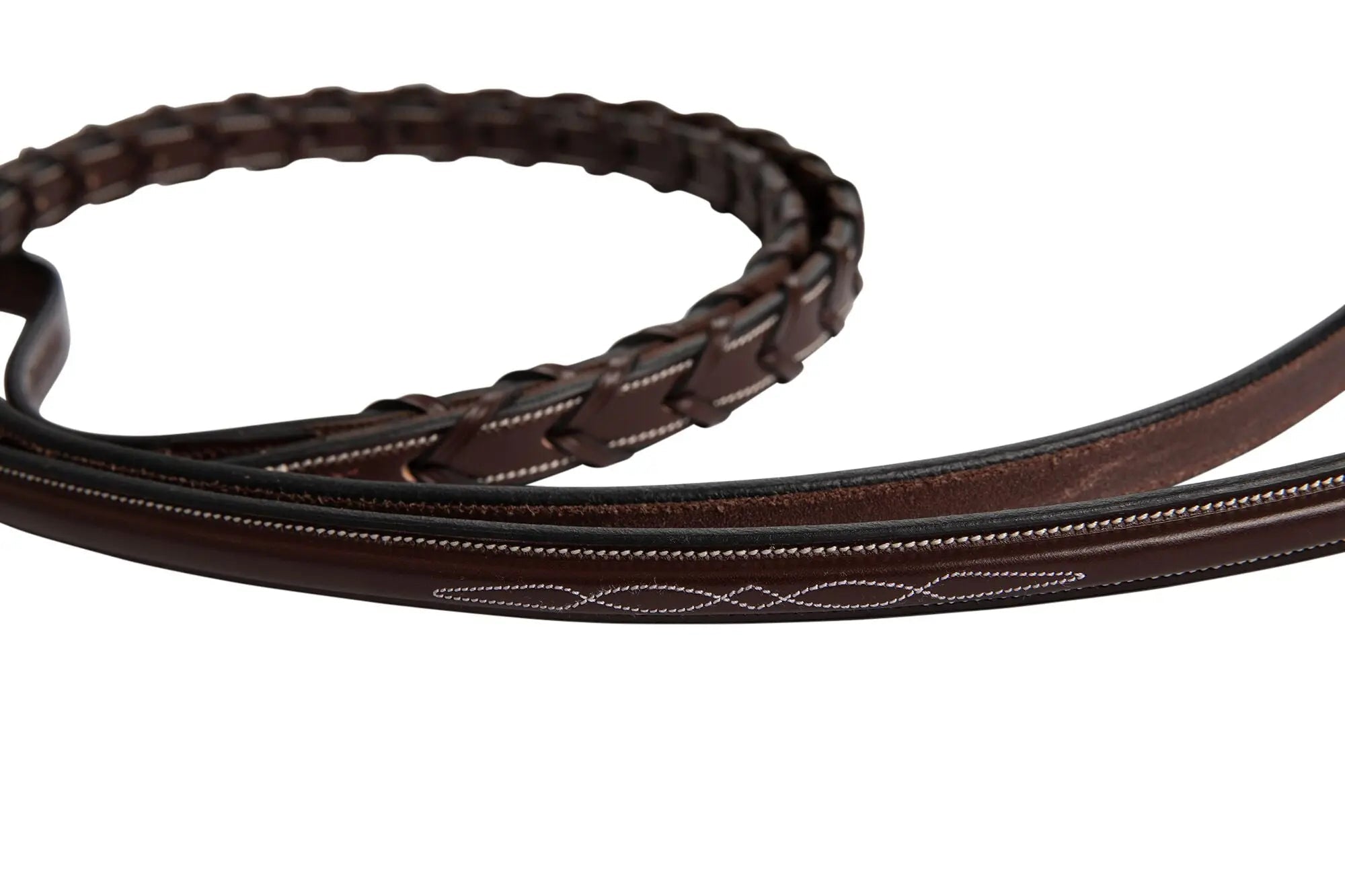 Huntley Equestrian Fancy Stitched Rubber Lined Laced Reins, Size Full - Equiluxe Tack