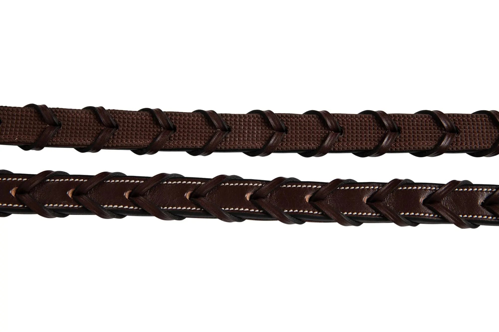 Huntley Equestrian Fancy Stitched Rubber Lined Laced Reins, Size Full - Equiluxe Tack