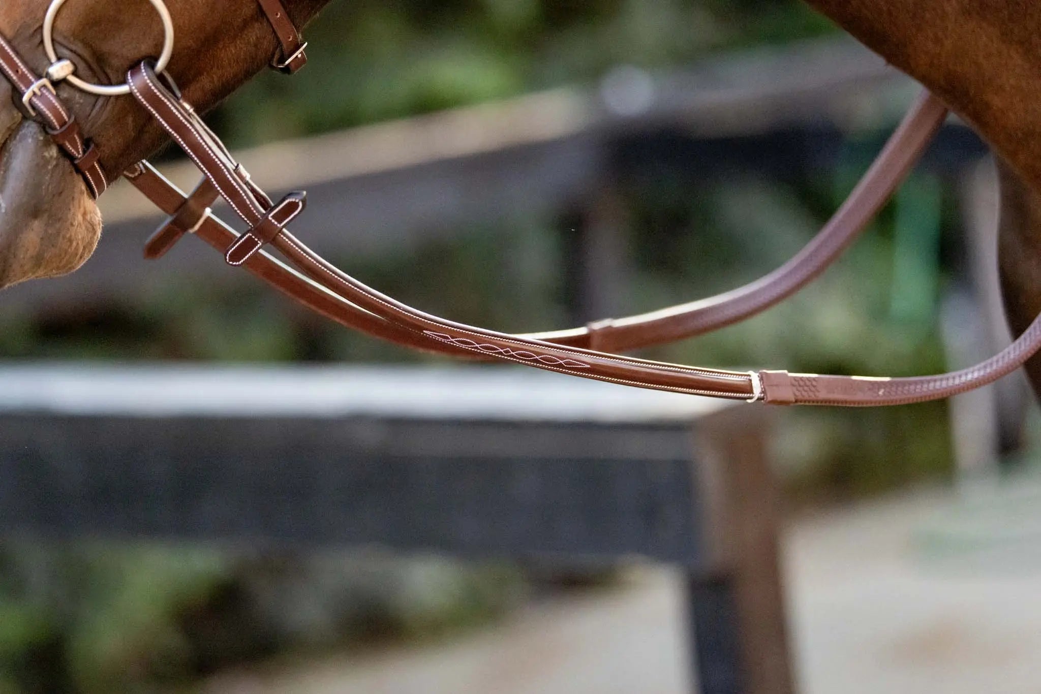 Huntley Equestrian Fancy Stitched Rubber Reins, 5/8" Inch Width - Equiluxe Tack