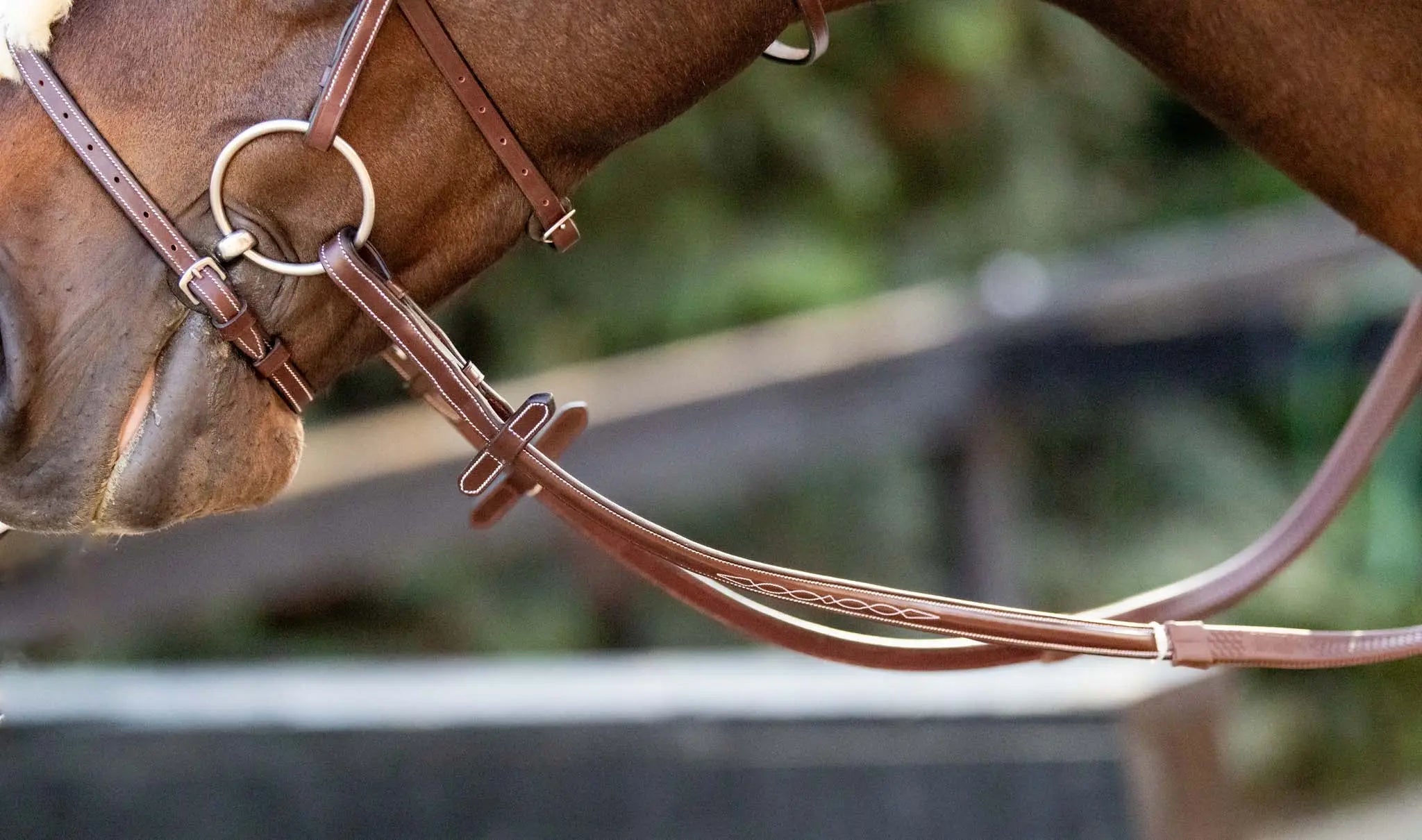 Huntley Equestrian Fancy Stitched Rubber Reins, 5/8" Inch Width - Equiluxe Tack