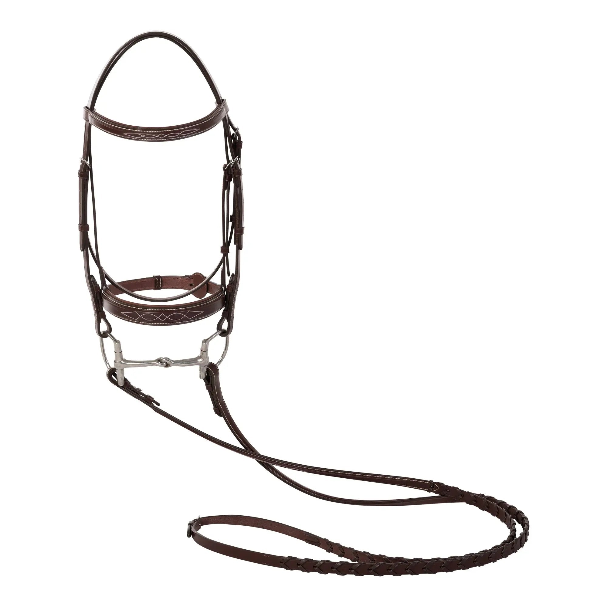 Huntley Equestrian Fancy Stitched Sedgwick Leather Padded Bridle with Reins - Equiluxe Tack