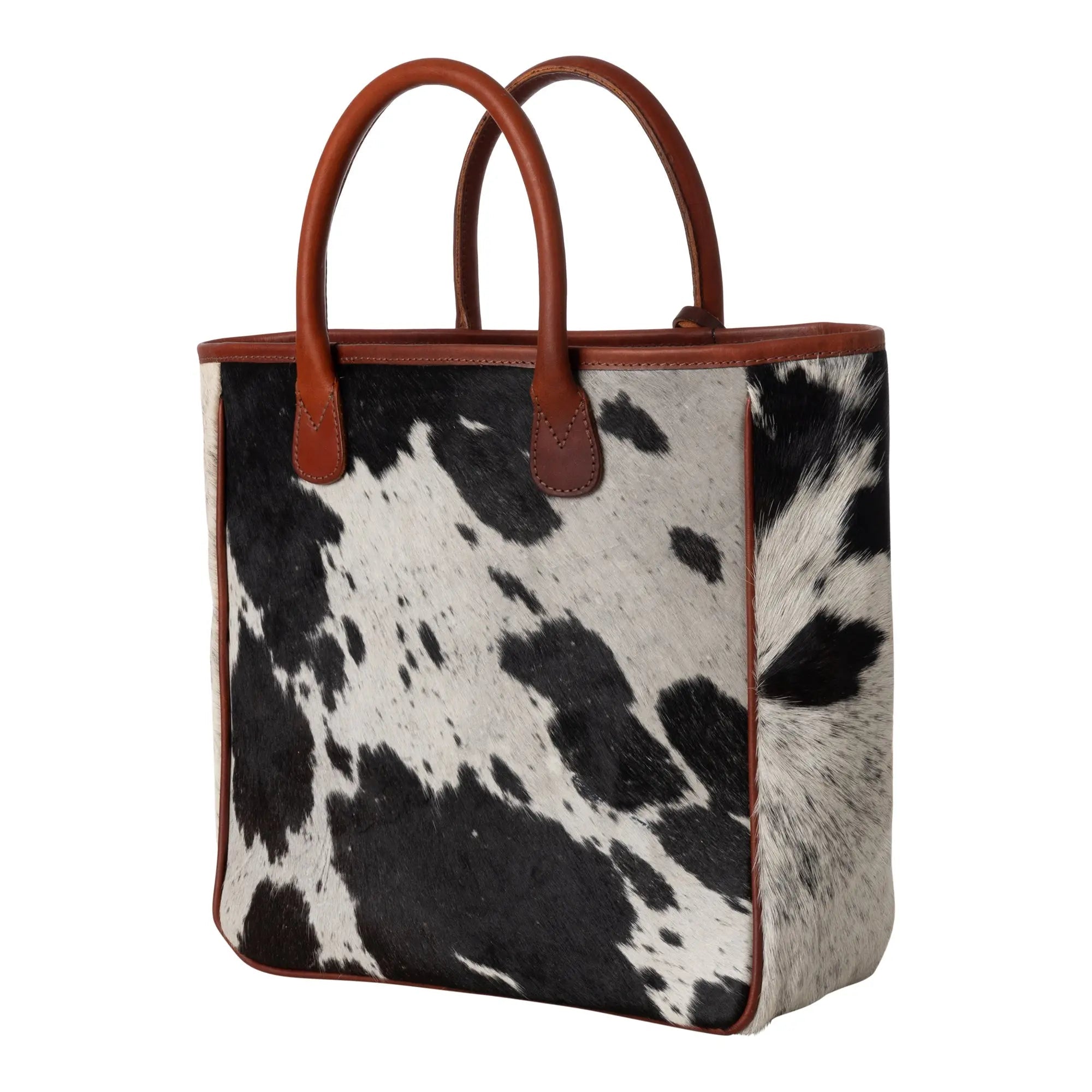 Huntley Equestrian Hair On Hide Cow Leather Tote Handbag - Equiluxe Tack