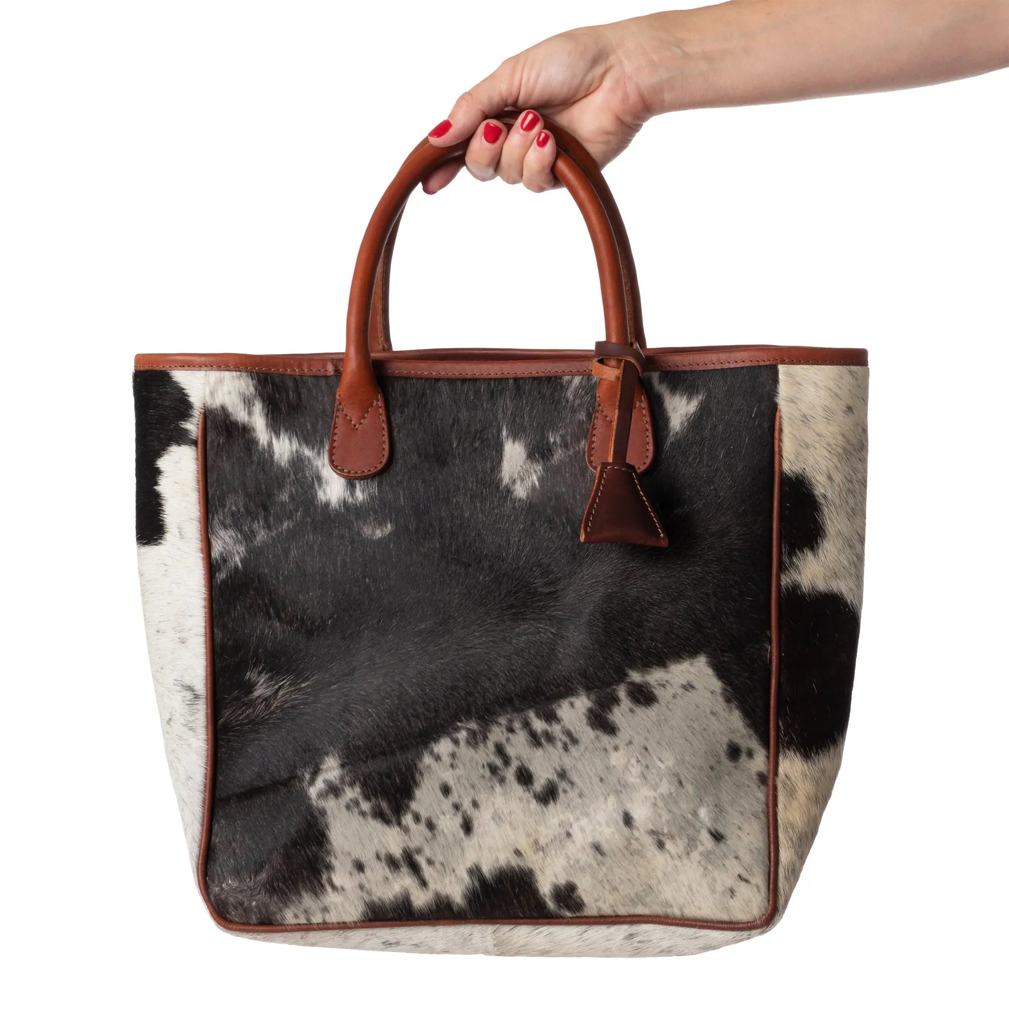 Huntley Equestrian Hair On Hide Cow Leather Tote Handbag - Equiluxe Tack