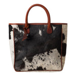 Huntley Equestrian Hair On Hide Cow Leather Tote Handbag - Equiluxe Tack