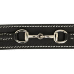 Huntley Equestrian Ladies Stirrup Buckle, Snaffle Bit, 1.5" Inch Width Leather Belt, Black - Equiluxe Tack