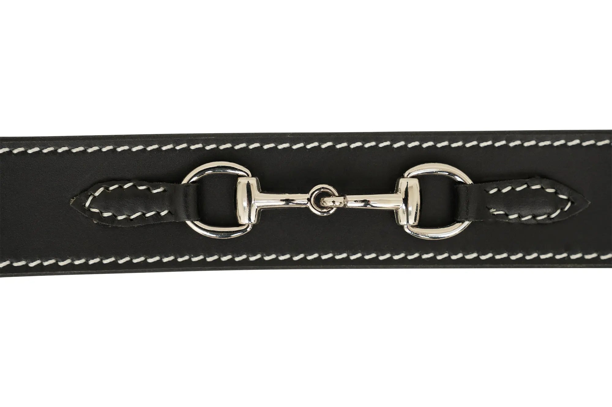 Huntley Equestrian Ladies Stirrup Buckle, Snaffle Bit, 1.5" Inch Width Leather Belt, Black - Equiluxe Tack