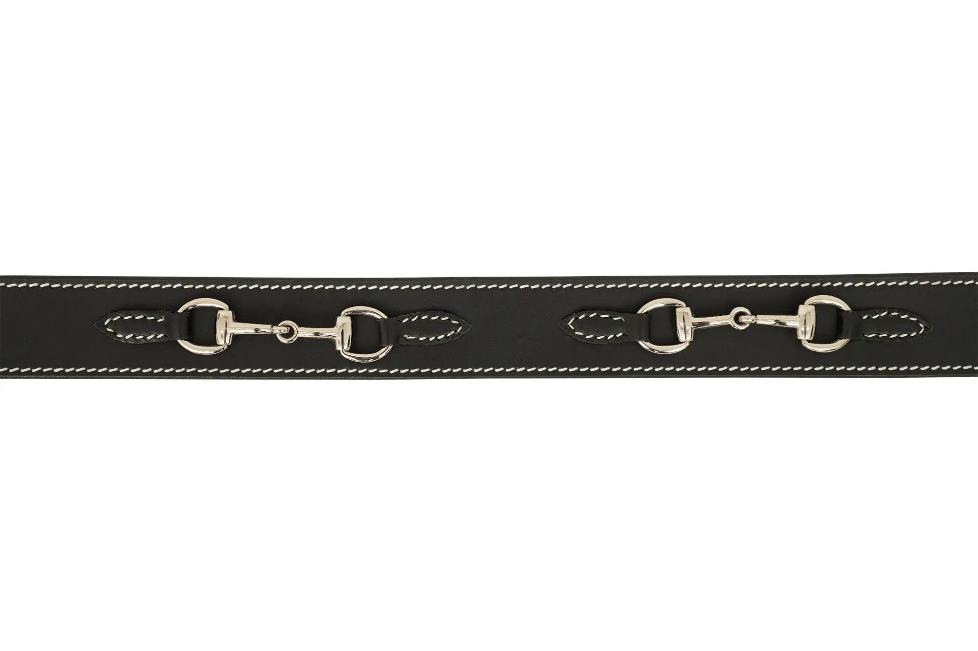 Huntley Equestrian Ladies Stirrup Buckle, Snaffle Bit, 1.5" Inch Width Leather Belt, Black - Equiluxe Tack